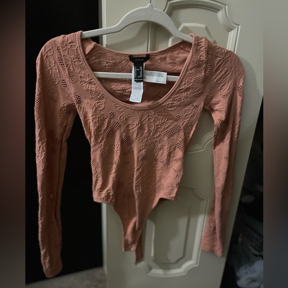 Women’s Pink Laced Long sleeved body suit top